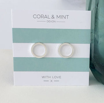 Silver Eternity Earrings   Coral and Mint